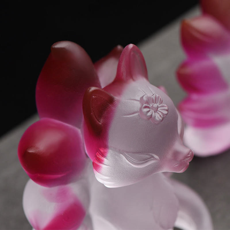 Buddha Stones Small Nine Tailed Fox Success Strength Home Figurine Decoration - image 6