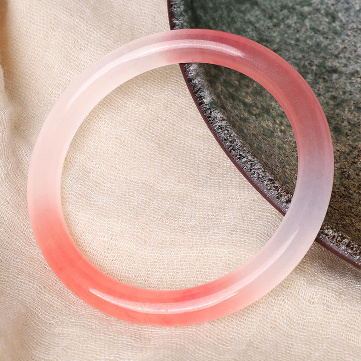 Buddha Stones Pink Golden Silk Jade Wealth Bracelet Bangle - image 5