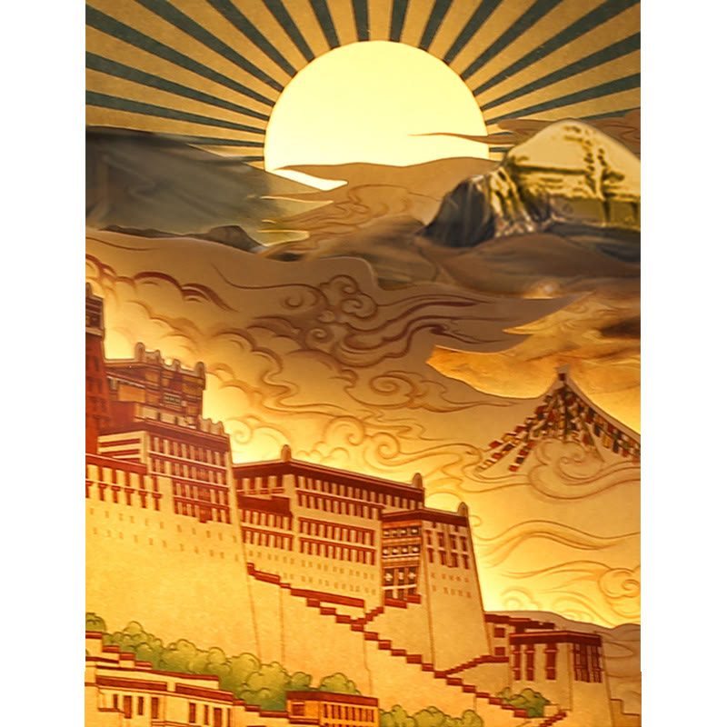 Tibet Potala Palace Paper LED Carving Lamp Art Night Lights Creative LED Table Lamp - image 8