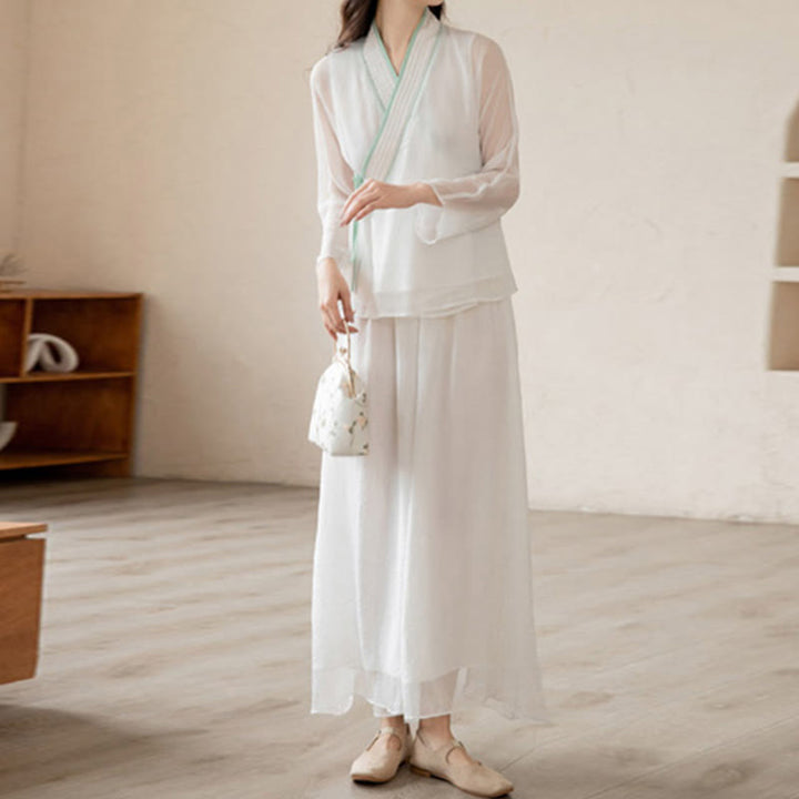 Retro Prayer Zen Spiritual Meditation Practice Chiffon Clothing Women's Set - image 5
