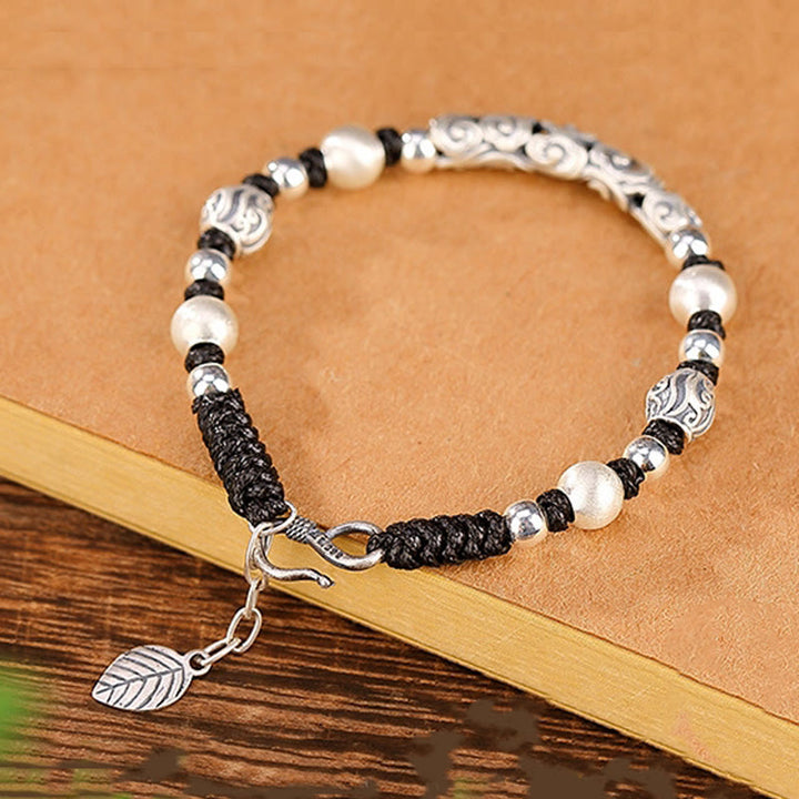 Buddha Stones Tibet Handmade Copper 999 Sterling Silver Auspicious Cloud Wealth String Bracelet - image 18