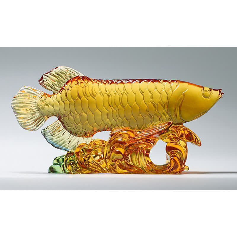 Handmade Liuli Crystal Koi Fish Art Piece Luck Home Office Decoration - image 3