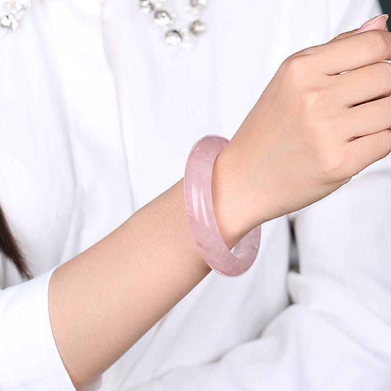 Buddha Stones  Natural Rose Quartz Love Caring Bracelet Bangle - image 5