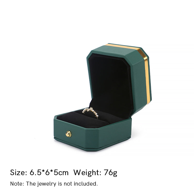 Jewelry Storage Box PU Leather Gift Box - Dark Green - Ring Box (6.5*6*5cm) - image 8