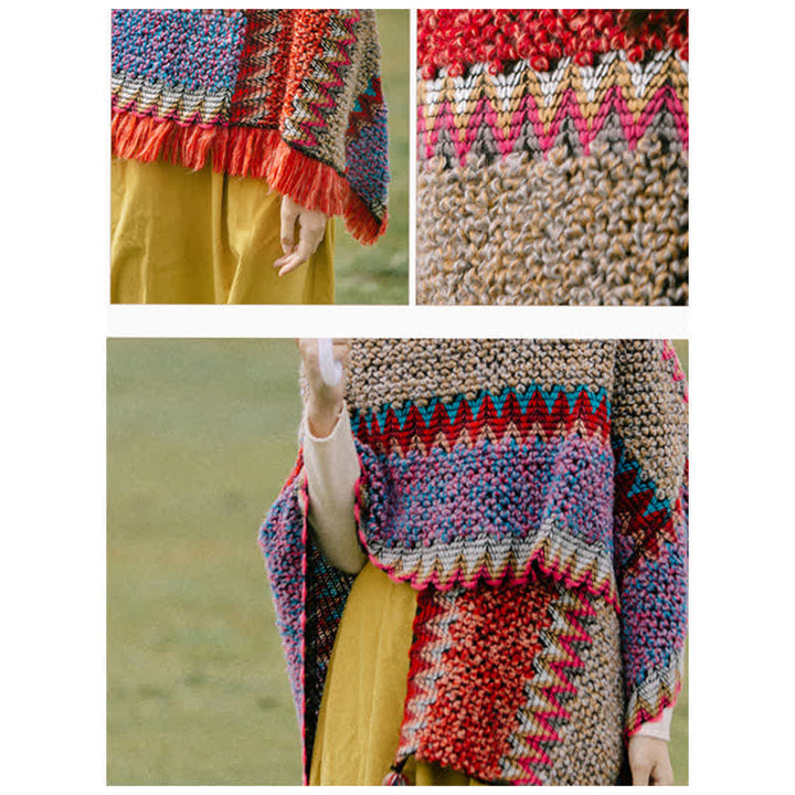 Buddha Stones Tibetan Shawl Warm Cloak Tibetan Tassel Scarf - image 12