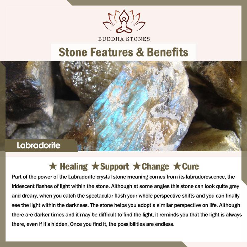 Buddha Stones Natural Labradorite Moonstone Support Healing Beaded Bracelet - image 10