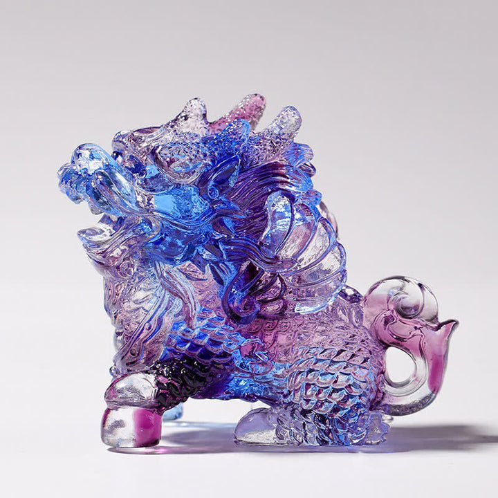 Feng Shui Kirin Handmade Liuli Crystal Art Piece Home Office Decoration - image 0