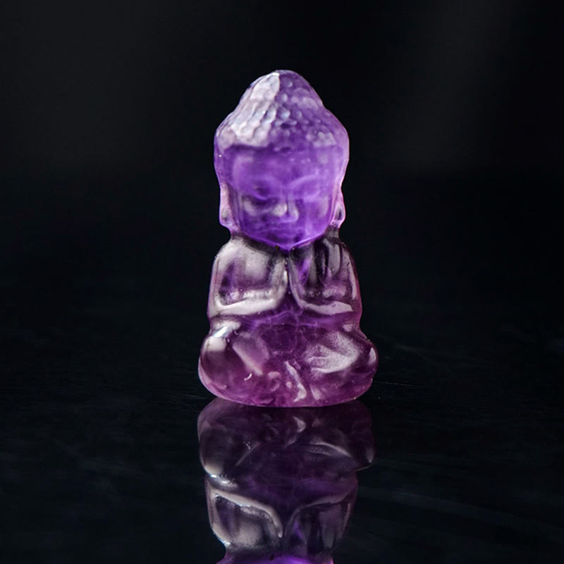 Buddha Stones Various Crystal Amethyst Pink Crystal White Crystal Citrine Buddha Carved Spiritual Healing Necklace Pendant Decoration - Amethyst - Decoration 1.4*2.6cm - image 1
