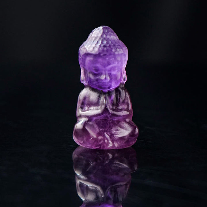 Buddha Stones Various Crystal Amethyst Pink Crystal White Crystal Citrine Buddha Carved Spiritual Healing Necklace Pendant Decoration - Amethyst - Decoration 1.4*2.6cm - image 1