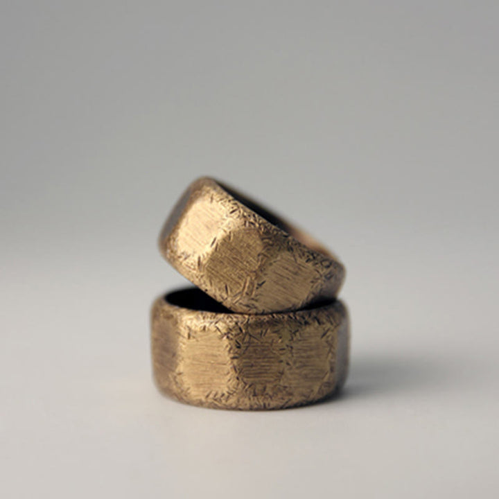 Tibetan Simple Design Copper Brass Frosted Wealth Ring - image 12