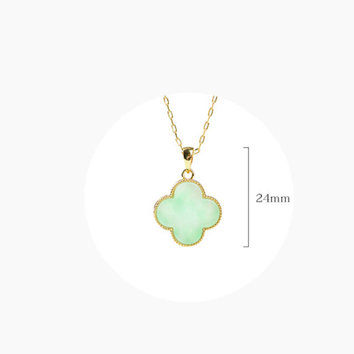 FREE Today: Bring Good Fortune Four Leaf Clover Jade Prosperity Necklace