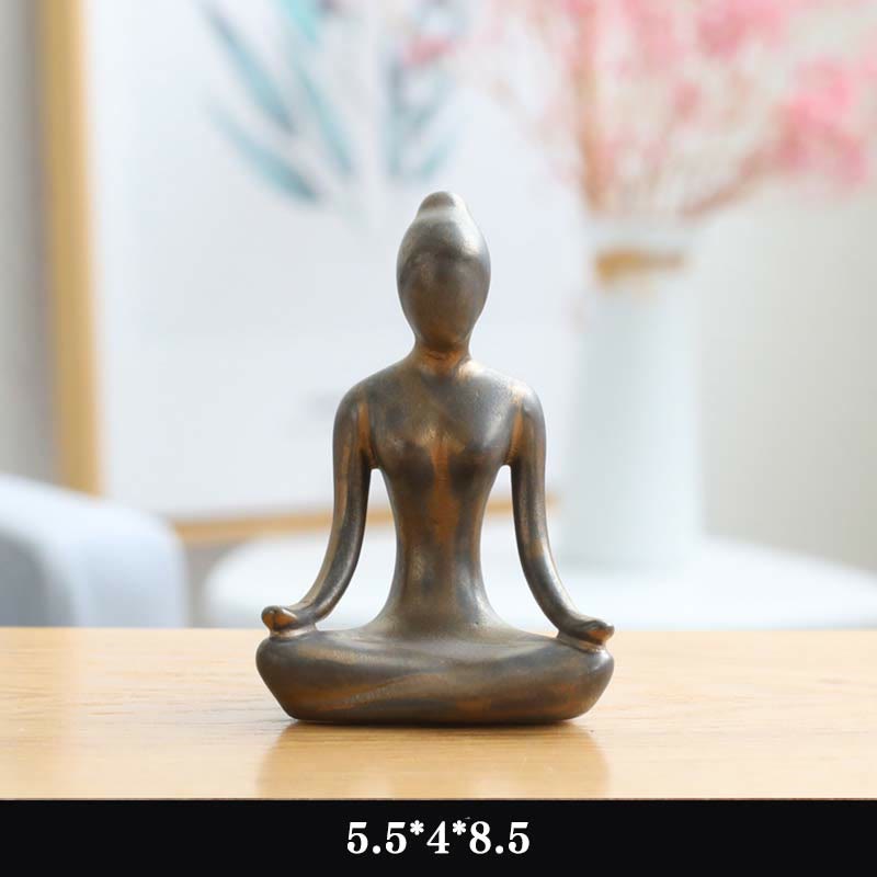 Abstract Yoga Meditation Exercise Ceramics Spiritual Figurine Sculpture Decoration - Gold - Meditation - image 8