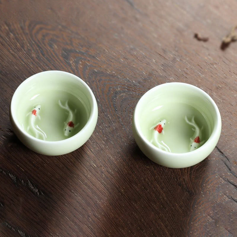 Buddha Stones Colorful Koi Fish Ceramic Teacup Kung Fu Tea Cup Bowl - image 43
