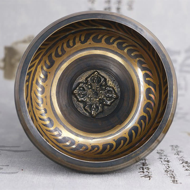 Buddha Stones Tibetan Meditation Bowl for Healing and Mindfulness Om Mani Padme Hum Singing Bowl - image 12