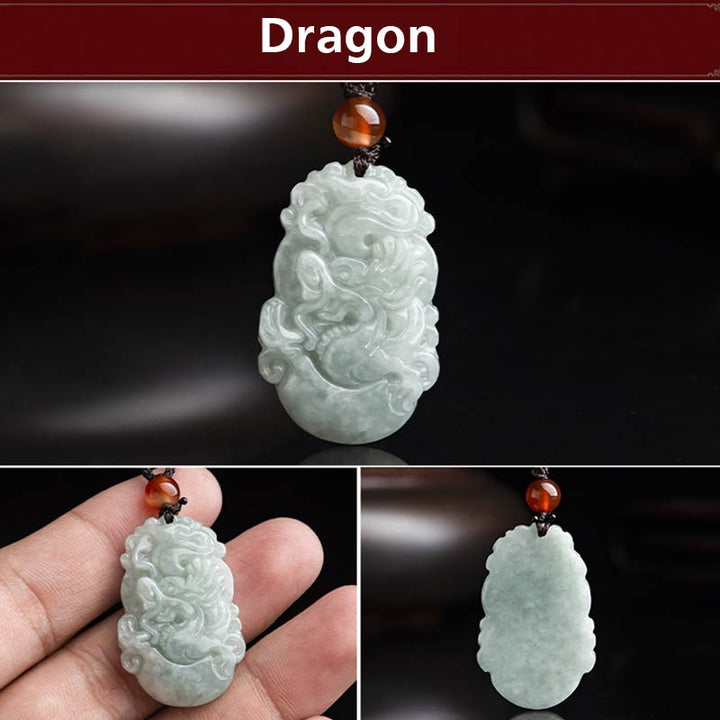 Natural Jade 12 Chinese Zodiac Sucess Pendant Necklace - image 11