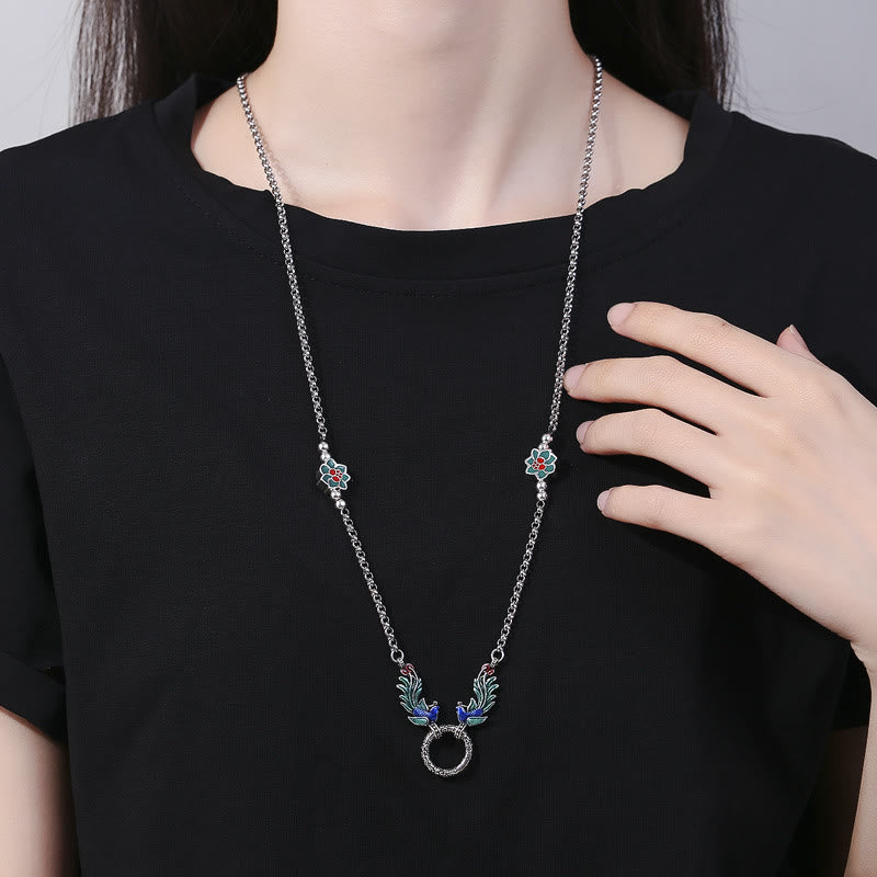 Buddha Stones Phoenix Lotus Flower Luck Protection Necklace Pendant - image 4