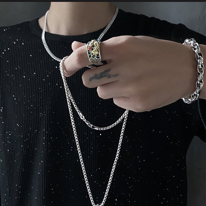 925 Sterling Silver Turquoise Red Agate PiXiu Abacus Protection Ring - image 4