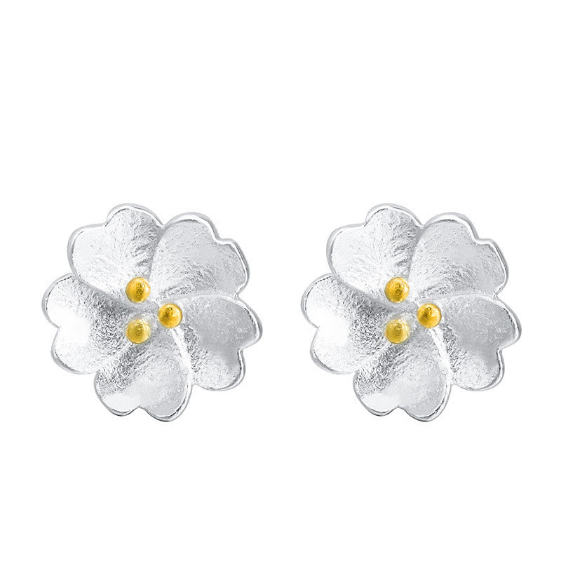 Buddha Stones 925 Sterling Silver Cherry Blossoms Floral Calm Stud Earrings - image 8