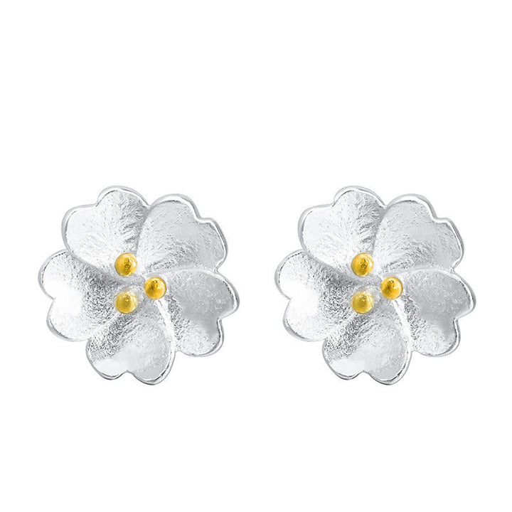 Buddha Stones 925 Sterling Silver Cherry Blossoms Floral Calm Stud Earrings - image 8