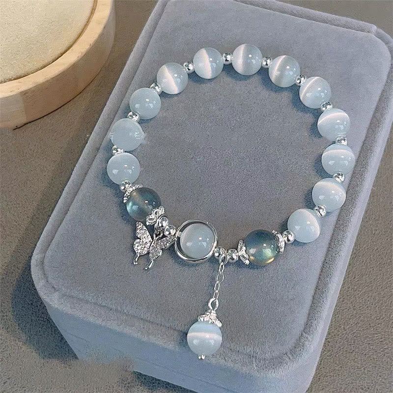 Buddha Stones Cat's Eye Moonstone Butterfly Star Charm Support Bracelet - Cat's Eye&Moonstone Butterfly - image 0