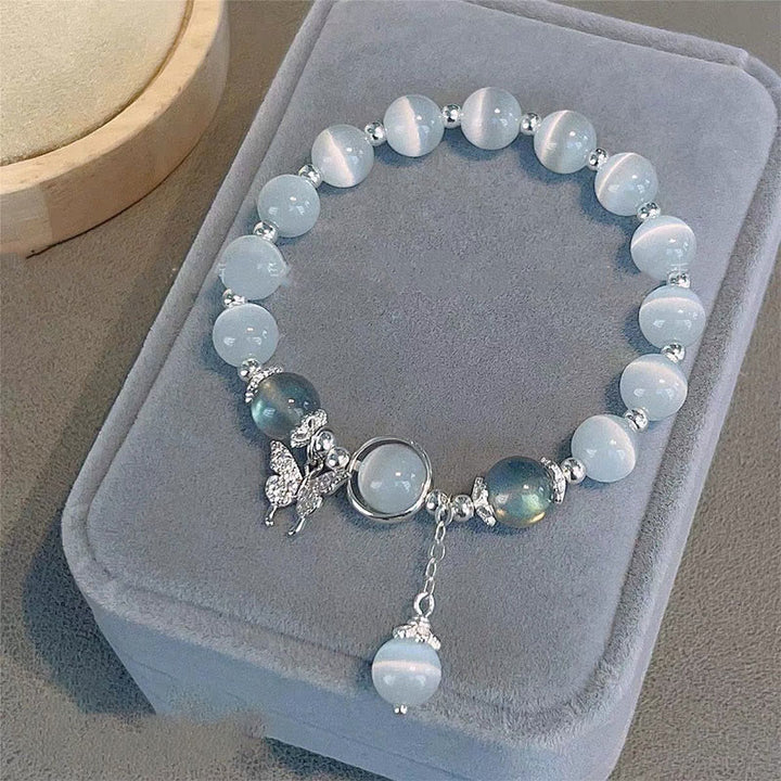 Buddha Stones "Sending Luck and Inner Peace" Cat's Eye Butterfly Bracelet Includes Gift Message Card - image 1