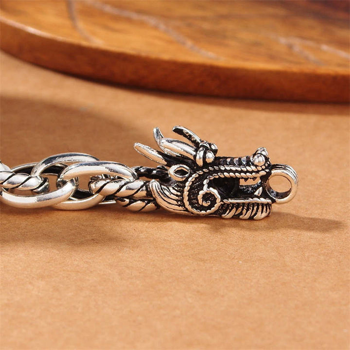 925 Sterling Silver Dragon Luck Protection Bracelet - image 5