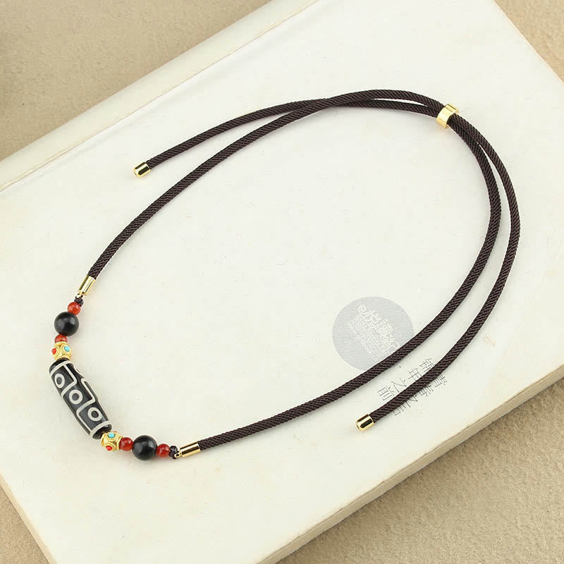 Buddha Stones Tibetan Nine-Eye Dzi Bead Protection Blessings String Necklace Pendant - image 8