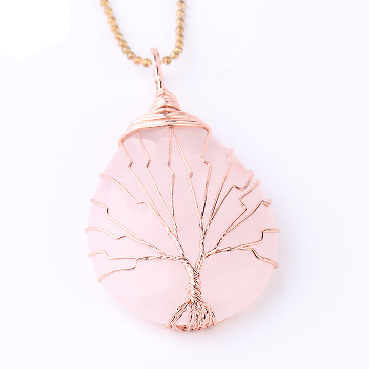 Buddha Stones Natural Quartz Crystal Tree Of Life Healing Energy Necklace Pendant - image 10