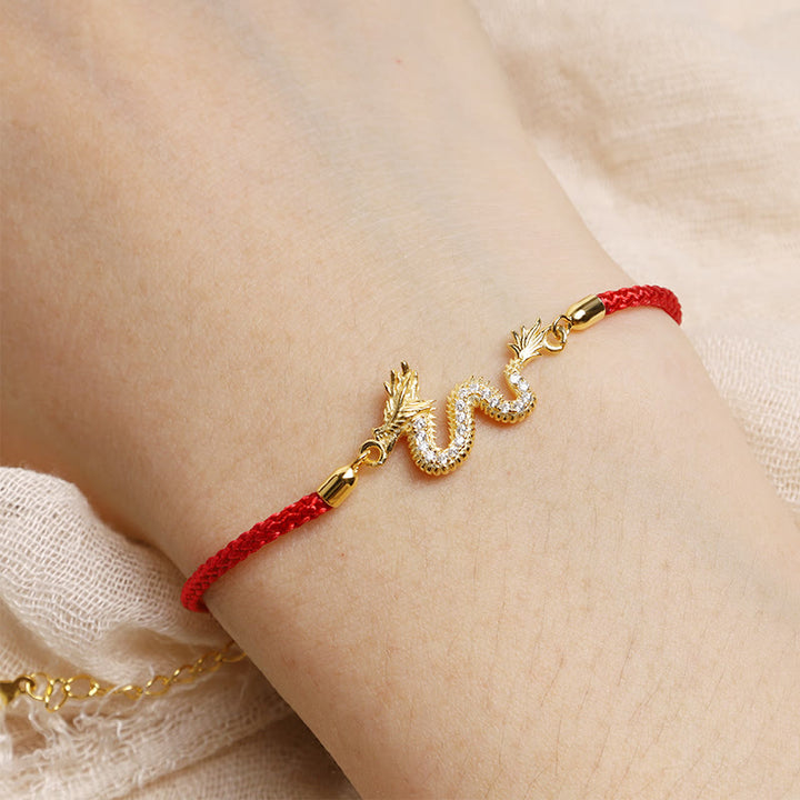 Buddha Stones 925 Sterling Silver Year Of The Dragon Auspicious Golden Dragon Luck Red Rope Chain Bracelet (Extra 30% Off | USE CODE: FS30) - image 4