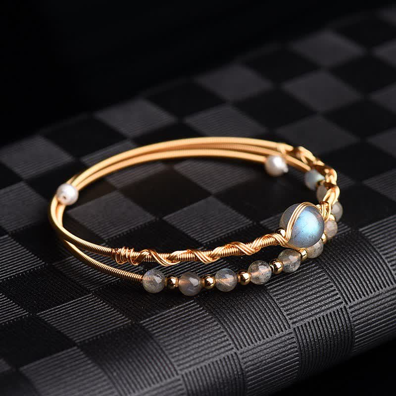 Buddha Stones Moonstone Healing Love Bracelet Bangle - image 1