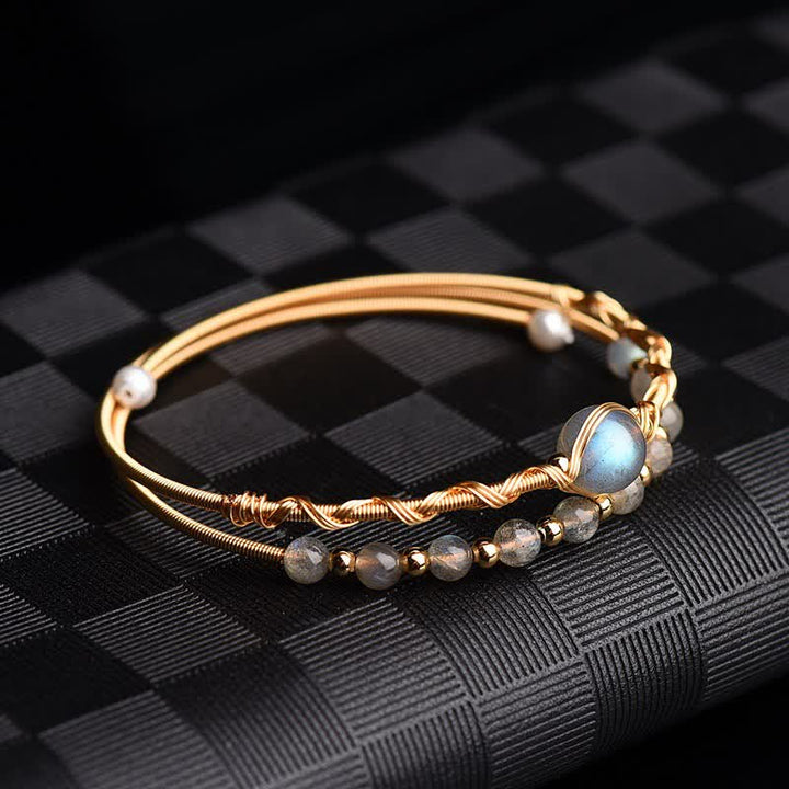 Buddha Stones Moonstone Healing Love Bracelet Bangle - image 1