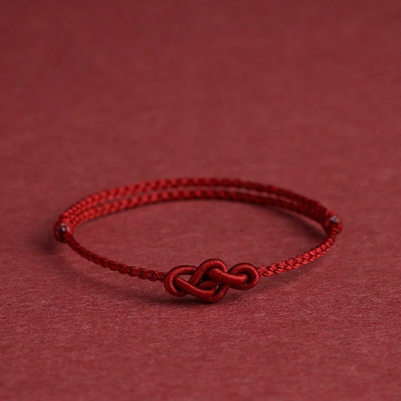 Buddha Stones Minimalist Red String Chinese Knotting Prosperity Bracelet Anklet - Dark Red Bracelet (Wrist Circumference: 5.5–7.1 in/14–18 cm) - image 0
