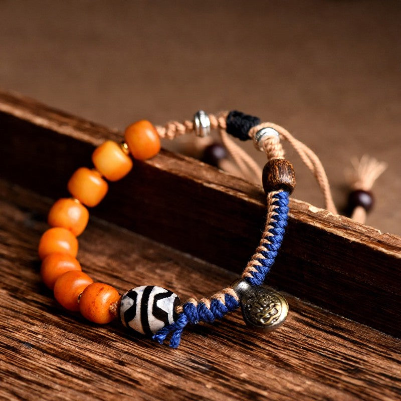 Buddha Stones Tibetan Brass Accent Dzi Bead Wealth Bracelet - image 4