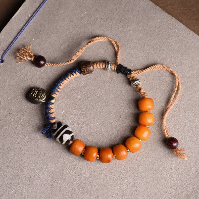 Buddha Stones Tibetan Brass Accent Dzi Bead Wealth Bracelet - image 1