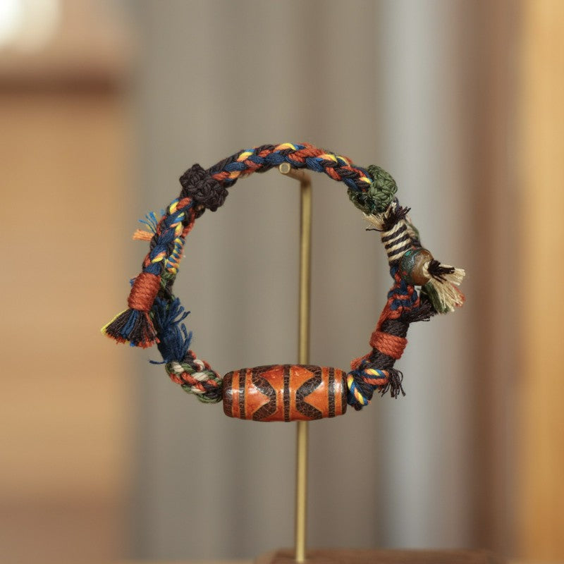 Buddha Stones Vintage Tibetan Dzi Bead Luck Rope Bracelet - image 2