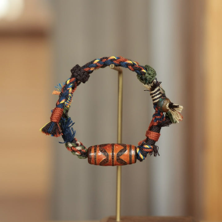 Buddha Stones Vintage Tibetan Dzi Bead Luck Rope Bracelet - image 2