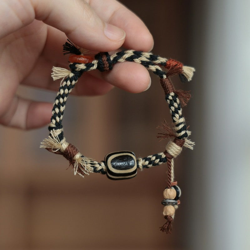 Buddha Stones Vintage Tibetan Dzi Bead Luck Rope Bracelet - Buddha Eye Dzi Bead (Wrist Circumference: 5.9–7.1 in/15–18 cm) - image 8
