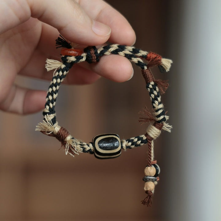 Buddha Stones Vintage Tibetan Dzi Bead Luck Rope Bracelet - Buddha Eye Dzi Bead (Wrist Circumference: 5.9–7.1 in/15–18 cm) - image 8