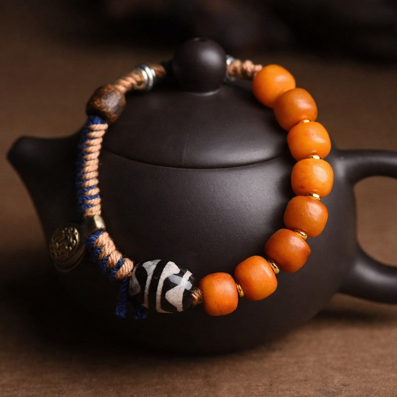 Buddha Stones Tibetan Brass Accent Dzi Bead Wealth Bracelet - image 9