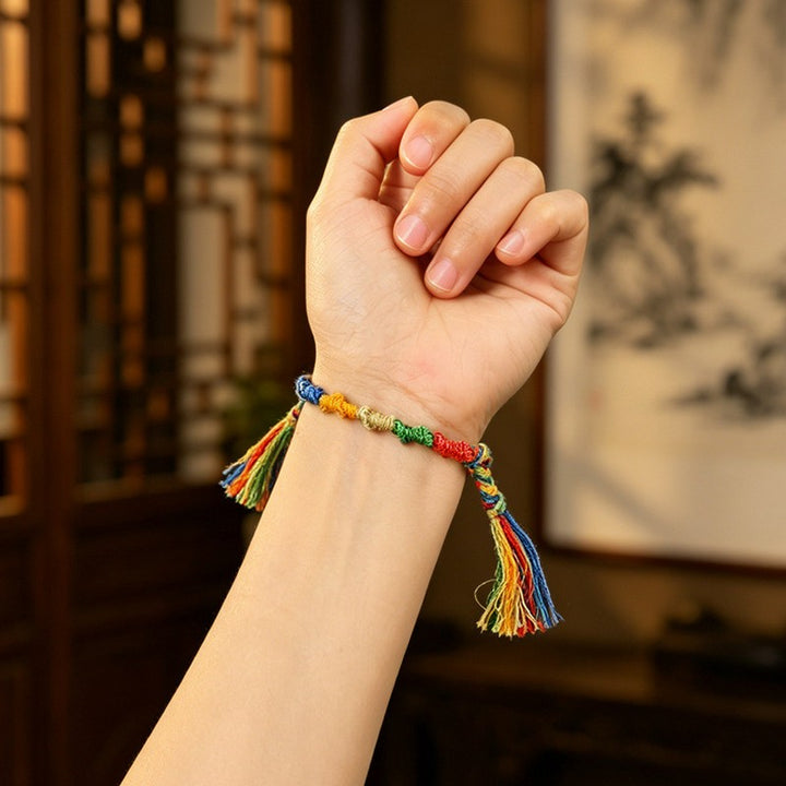 Buddha Stones Multicolor Rope Dragon Good Luck Tibetan Bracelet - image 1