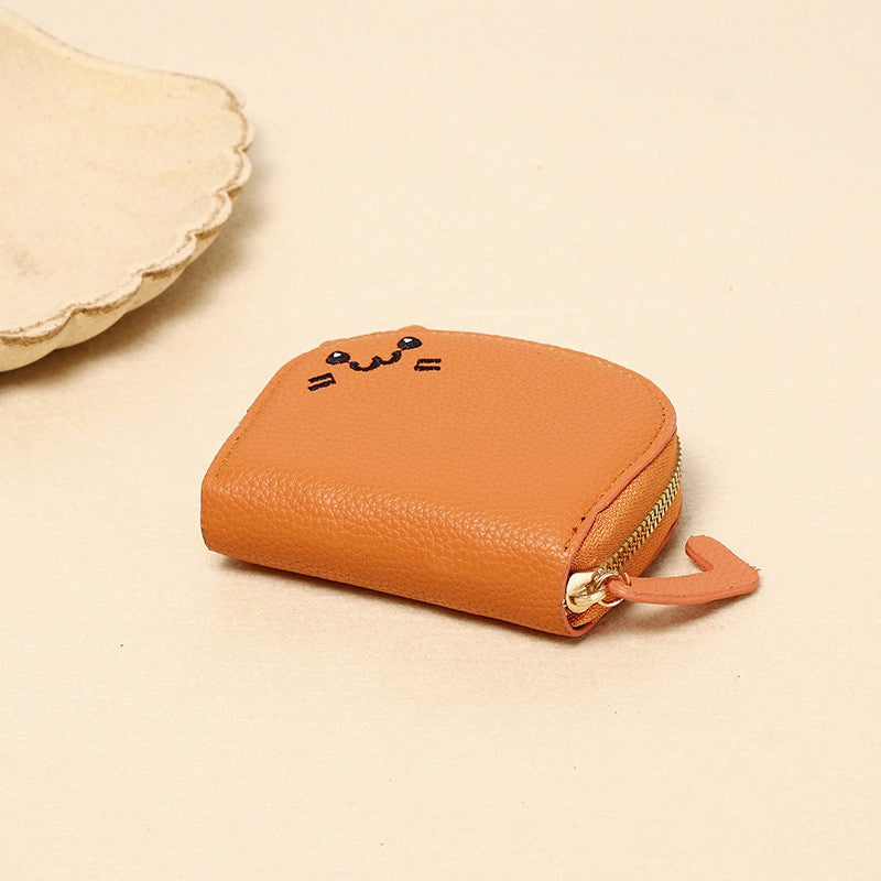 Buddha Stones PU Leather Cat Ear Embroidery Compact Purse - image 5