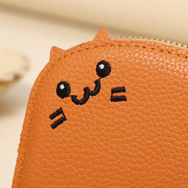 Buddha Stones PU Leather Cat Ear Embroidery Compact Purse - image 8