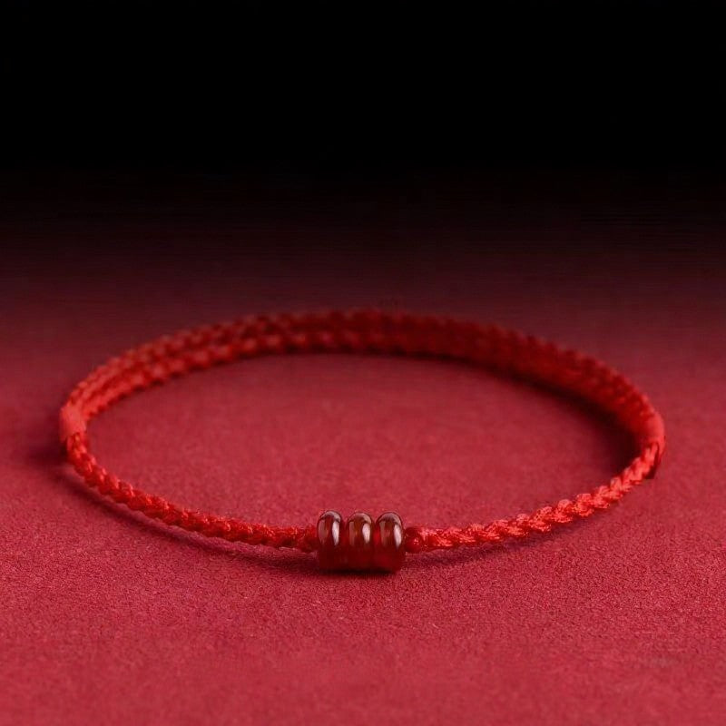 Buddha Stones Minimalist Red Agate Abacus Bead Protection Bracelet Anklet - Red Bracelet (Wrist Circumference: 5.5–7.1 in/14–18 cm) - image 0
