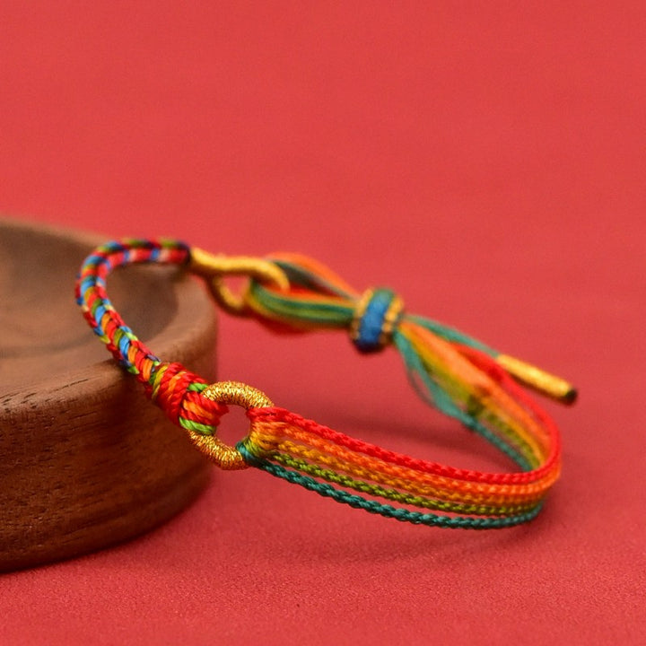 Buddha Stones Five-color Red String Luck Ethnic Style Bracelet - Multicolor Bracelet - 7.1–7.5 in (18–19 cm) - image 0