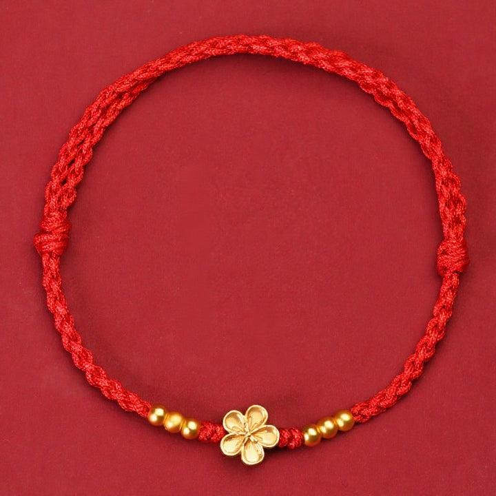 Buddha Stones Adjustable Red String Gold Flower Protection Bracelet - image 2