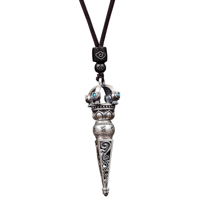 Buddha Stones Tibetan Om Mani Padme Hum Dorje Vajra Design Wisdom Rotatable Necklace Pendant - image 8