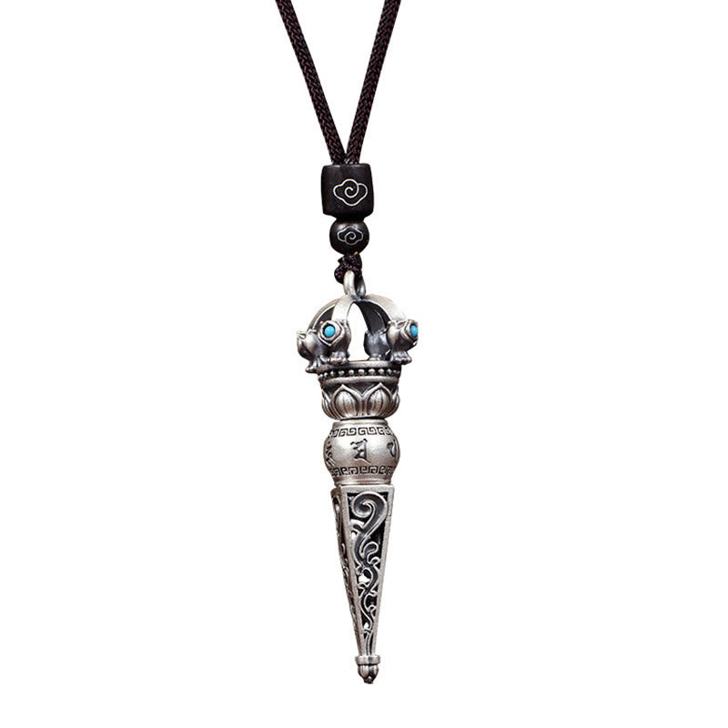 Buddha Stones Tibetan Om Mani Padme Hum Dorje Vajra Design Wisdom Rotatable Necklace Pendant - image 9