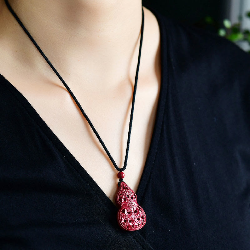 Buddha Stones Laughing Buddha Yin Yang Chinese Zodiac Gourd Natural Cinnabar Blessing Necklace Pendant - image 28