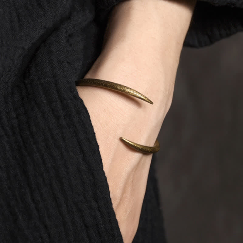 Buddha Stones Simple Design Copper Luck Adjustable Cuff Bracelet - image 2