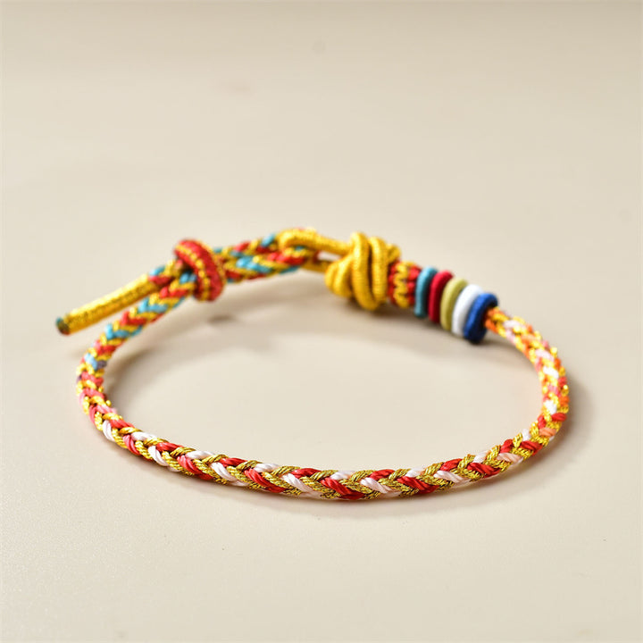 Buddha Stones Handcrafted Colorful Gold Healing Braid Rope Bracelet